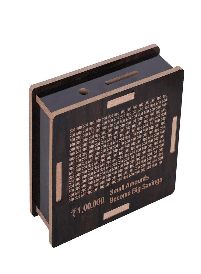 nexat Wooden Piggy Bank for Kids & Adults, Coin Box with Carved Design, Savings Box, Mini Bank, Donation Box, Smart Money Box, Wooden Coin Box, Money Saver, Piggy Bank with Numbers (12) - Image 3